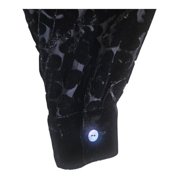XXist Women's L Blouse Silk Blend Velvet Burnout Button Up Black Whimsy Goth 44" - Picture 6 of 8